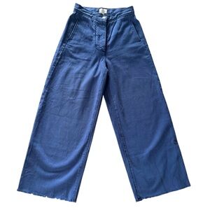 Wilfred Blue High Waist Wide Leg Chic Cotton Pants Minimalist Aritzia Size 2